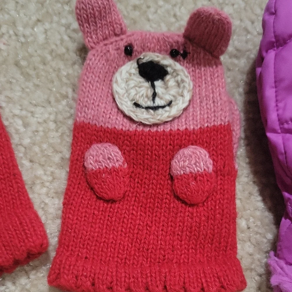 Free With Any Other Item! The North Face Pink and Red Bear Mittens
